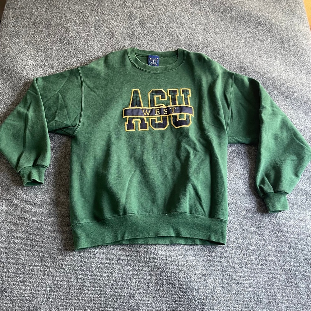 Vintage Oarsman 913 ASU West Arizona State University‎ Green Sweatshirt Mens L